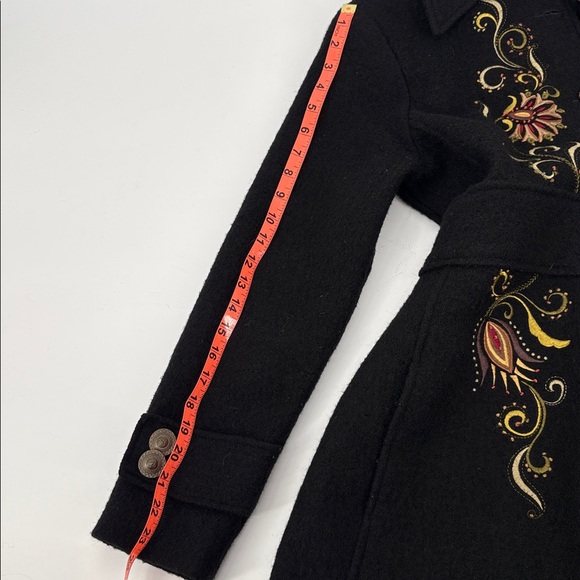 Vintage Y2K Carson Womens Black Boiled Wool Embroidered Dresscoat Size M - Picture 16 of 16